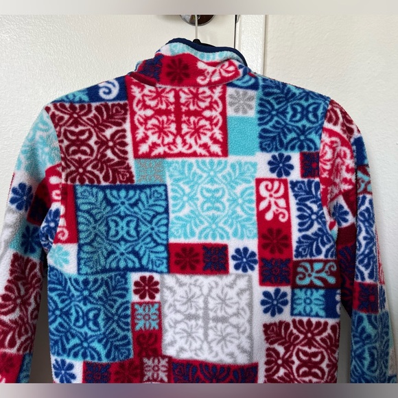 Patagonia Synchilla Snap-T Makai Totally Red Patchwork Pull Over Fleece Size XS - Picture 10 of 11